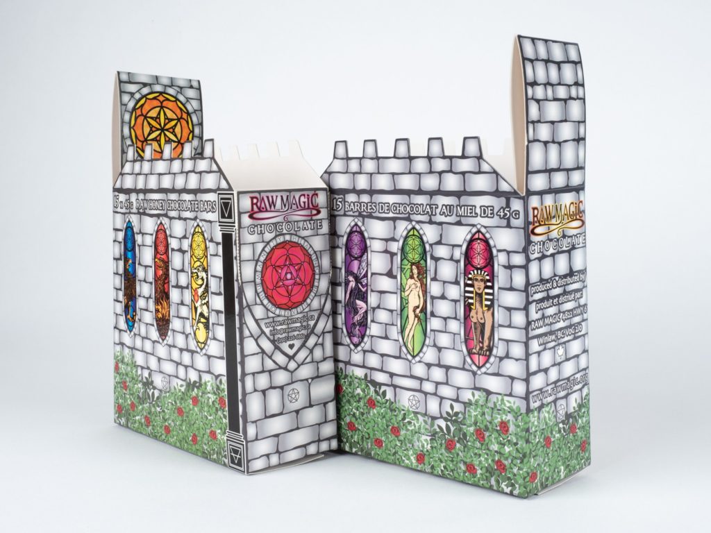 The custom chocolate box for Raw Magic chocolate.