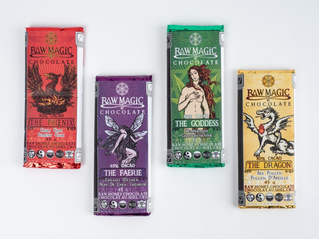 Custom chocolate packaging by Raw Magic.